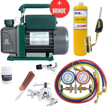 Imagem de Kit Básico Refrigeração Bomba De Vácuo, Manifold e Maçarico Com Brinde