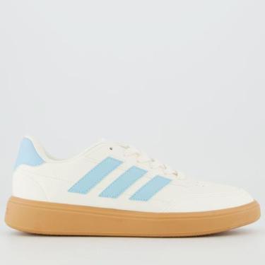 Imagem de Tênis Adidas Courtblock Feminino Branco e Azul, 35