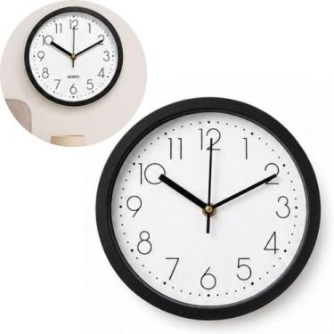 Imagem de Relógio de Parede 19,5cm Silencioso Quartz Minimalista Números Grandes