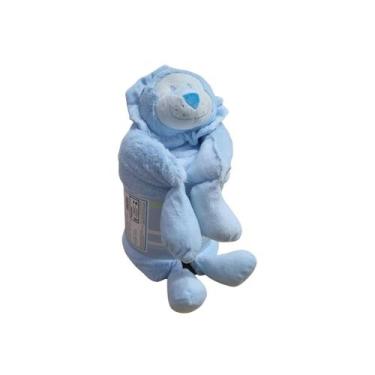 Imagem de Kit Manta com Bichinho Urso Pelúcia Bebe Infantil  - Andrezza, Azul Es