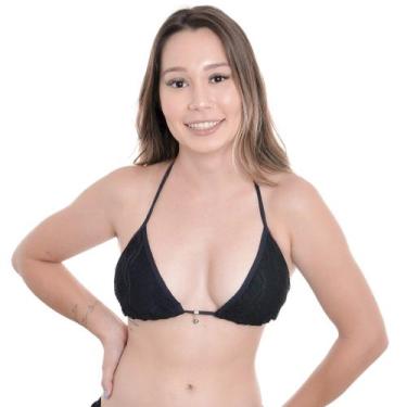 Imagem de Biquíni top triângulo cortininha laise Arsiè, M, Preto