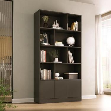 Imagem de Estante de Livros 100% MDF 94CMX180,5cm 3 Portas 8 Nichos Versatile Ye