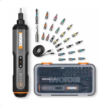 Imagem de Parafusadeira Worx 4V Bivolt USB Com Maleta e Kit 24 Bits Capacidade d