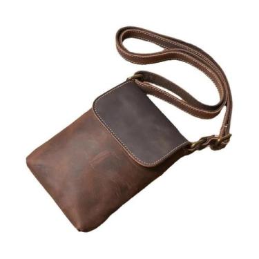 Imagem de Bolsa Transversal Retro Masculina Em Couro Legítimo, Organizador De Te