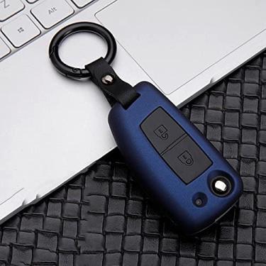 Imagem de YJADHU Corrente porta-chaves de plástico de silicone para capa de chave de carro, adequado para Nissan X-Trail T32 Rogue Juke F15 Qashqai J11 Murano MAXIMA ALTIMA, 2 botões azul