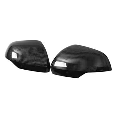 Imagem de Carcaça do espelho externo, prática ABS lateral tampa do espelho retrovisor 2pcs liso para substituição de decoração para Pajero Sport 2017-2021(Padrão de fibra de carbono)