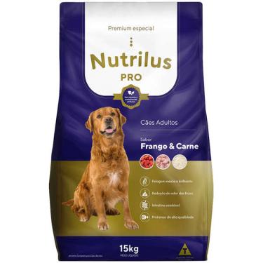 Imagem de Ração Seca Nutrilus Pro+ Frango & Carne para Cães Adultos - 15 Kg