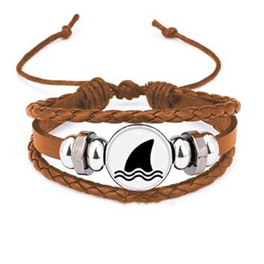 Imagem de un brand Pulseira moderna de couro com ornamento de joias de couro com barbatana Dorsal de tubarão