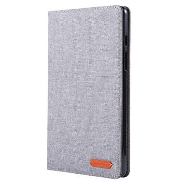 Imagem de CHAJIJIAO Capa ultrafina para Galaxy Tab A8.0 T290 / T295 (2019) Capa de couro PU horizontal flip de tecido com suporte e compartimentos para cartões (preto) Capa traseira para tablet (cor: cinza)