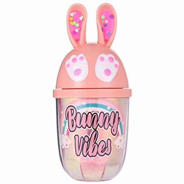 Imagem de Copo de viagem de pata de gato com canudo rosa copo de festa copo de gelo congelante caneca de presente para aniversário (coelhinho vibes laranja P, 350 ml)