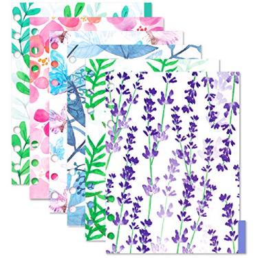 Imagem de Divisórias de presilha inseríveis da Rancco, 6 furos, índice de classificação, para encadernação/planejador/notebook, Floral, A5
