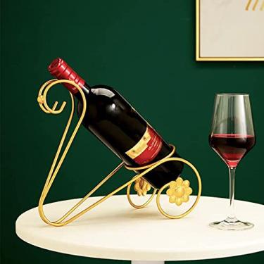 Imagem de Suporte de garrafa de vinho moderno e minimalista para decoração de vinho e vinho leve decoração de casa criativa sala de estar suporte de vinho empilhável (cor: ouro cisne)