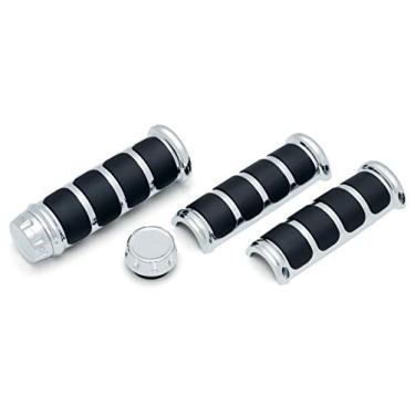 Imagem de Kuryakyn Acessório de guidão de motocicleta 6780: manoplas ISO para motocicletas Harley-Davison com aderência aquecida, cromada, 1 par
