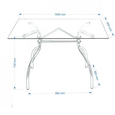 Imagem de Mesa Retangular com Tampo de Vidro 4025 Unimóvel Cromado