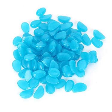 Imagem de 100 pcs tanque de peixes brilho cascalho,Pedras brilhantes, pedra luminosa, decora??o fluorescente para aqu¨¢rios de plantas, paisagismo (Blue), Decora??o de pedra luminosa decora??o aqu¡§¡ério ao