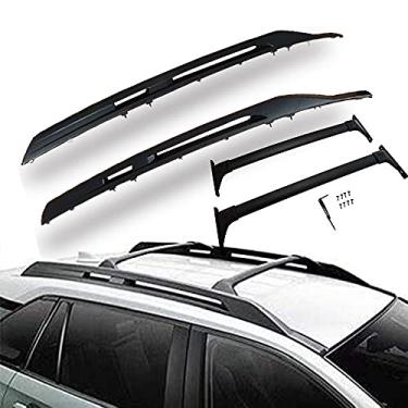 Imagem de 4 peças todo preto de alumínio rack de trilho de teto suporte de barra lateral barras transversais para Toyota RAV4 RAV-4 2019 2020 2021 2022 Adventure