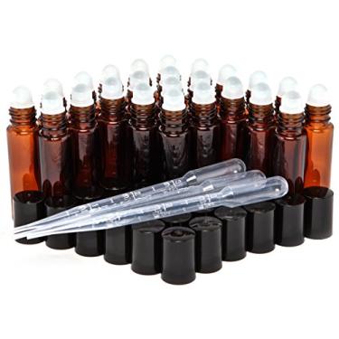 Imagem de 24 garrafas de rolo de vidro âmbar, 10 ml com conta-gotas de 3 a 3 ml