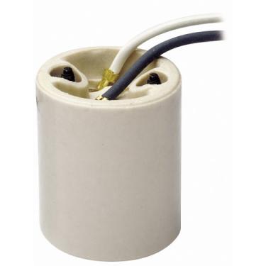 Imagem de Leviton 10085-5 Base média, uma peça, sem chave, incandescente, suporte de porcelana vitrificada, buchas de montagem, circuito único, branco