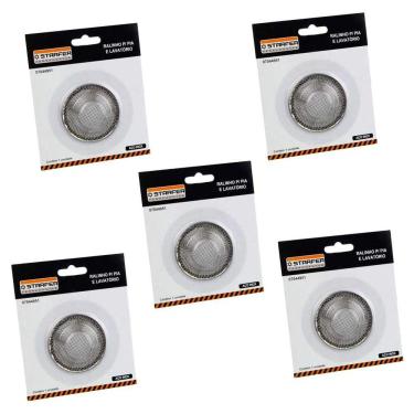 Imagem de kit 5 Ralos Japonês para pia e Tanque em Inox 5 cm Starfer