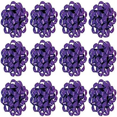 Imagem de The Gift Wrap Company Laço decorativo para presente de confetes, médio, roxo, pacote com 12