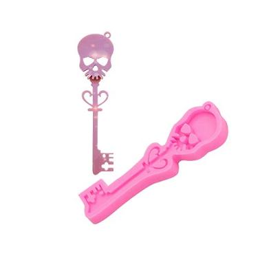 Imagem de 1 peça de caveira molde de silicone para chave de esqueleto molde de resina para fondant, bolo, chocolate, argila, resina, artesanato