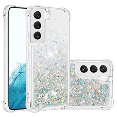 Imagem de Capa de celular Glitter Case para Samsung Galaxy S22 Case para mulheres meninas Girly Sparkle Líquido Luxo Flutuante Quicksand Transparente Macio Tpu. Capa de celular (Color : Colorful love)