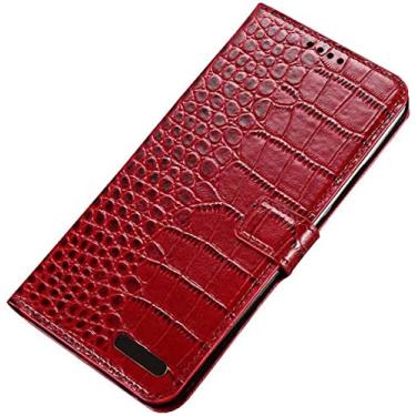 Imagem de CYSUE Capa de telefone flip com função de stent de textura de crocodilo, para Apple iPhone 14 Pro Max Case 6,7 polegadas carteira de couro à prova de choque [porta-cartões] (cor: vermelho)