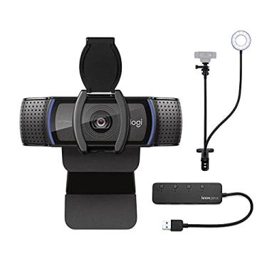 Imagem de Logitech C920S Pro HD Webcam Bundle with Knox Gear Webcam Stand with Selfie Ring Light and 4-Port USB Hub (3 Items)