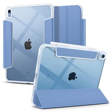 Imagem de Spigen para iPad 11 geração, A16 (2025), iPad 10 geração (2022), Ultra Hybrid Pro de 10.9 polegadas, capa protetora tripla com parte traseira transparente e porta-lápis, flor de milho azul
