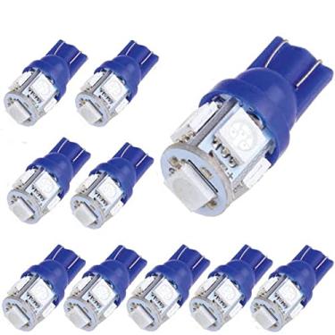 Imagem de Lâmpada de LED azul Jtech 10x 194 168 2825 T10 5-SMD para carro