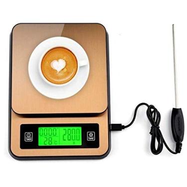 Imagem de balanças de peso digital para alimentos, balanças de cozinha, balanças de cozinha digitais, balanças de pesagem de aço inoxidável com sensor de temperatura, cronômetro, função de tara, display LCD