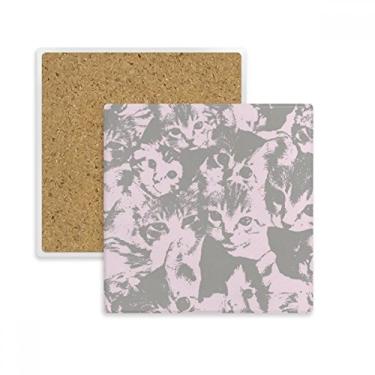 Imagem de Pôster fashion para gatos protege animais amantes de animais de estimação, porta-copos quadrados, suporte de subplaca de pedra isolante