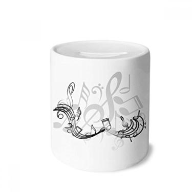 Imagem de DIYthinker Elegante caixa de notas musicais azul para dinheiro caixa de cerâmica porta-moedas presente de cofrinho