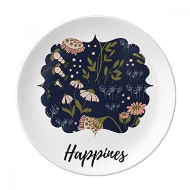 Imagem de Prato de pintura de plantas rosa selvagem de porcelana decorativa salver louça de jantar