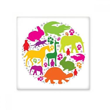 Imagem de Decalque brilhante de azulejo de cerâmica de animais coloridos com design em forma redonda