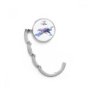 Imagem de Gancho de mesa para nadar com golfinhos ilustrado, gancho de mesa com fecho decorativo dobrável