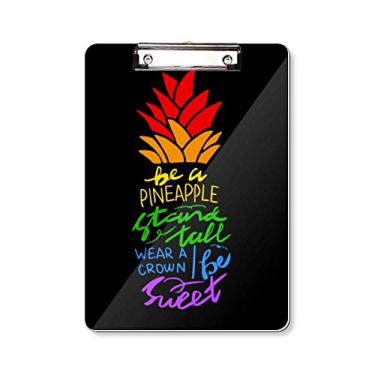 Imagem de Abacaxi LGBT Bandeira Arco-íris Citação Pasta, Bloco de Escrita Placa de Apoio A4
