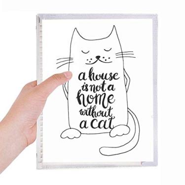 Imagem de Caderno de anotações Cat In Home preto e branco com citações em folhas soltas e diário recarregável
