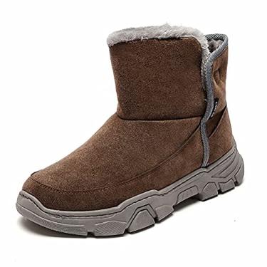 Imagem de Lee Coopel Winter Plus Velvet Shoes Botas masculinas de caminhada resistentes à água com cadarços, bico redondo – Sapatos masculinos para caminhada – Sapatos antiderrapantes para caminhada,