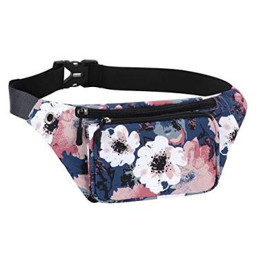 Imagem de KAMO Pacote de fanny, mochila de cintura resistente à água poliéster durável pequena ao ar livre leve mochila transversal para mulheres homens senhoras meninas adolescentes, Flores vintage, Small