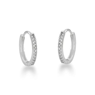 Imagem de Brinco Argola Click Cravejada Na Frente Prata 925 - 1,7mm
