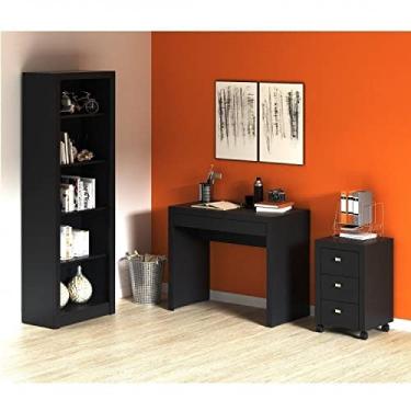 Imagem de Conjunto Home Office 3 Peças com 1 Escrivaninha, 1 Estante e 1 Gaveteiro Tecno Mobili Preto