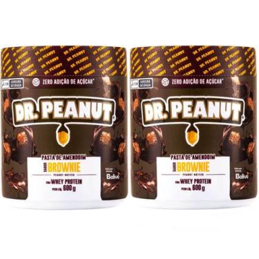 Imagem de Kit Com 2 Pastas De Amendoim Dr. Peanut 600G - Brownie (Novo Sabor) -