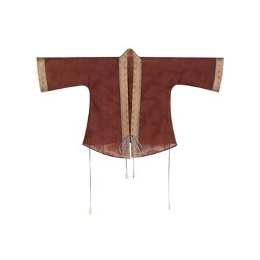 Imagem de HangErFeng Cardigã feminino Hanfu Silk Melhorado Blusa Clássica 174, Marrom vermelho, G