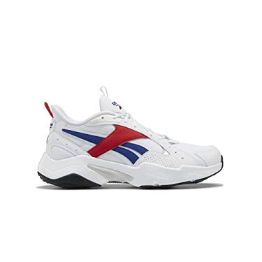 Imagem de Reebok Tênis de corrida e treino masculino Turbo Restyle de malha com cadarço, Branco/Vetor Vermelho/Cobalto, 36 BR