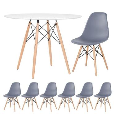 Imagem de Mesa redonda Eames 100 cm + 6 cadeiras Eiffel DSW