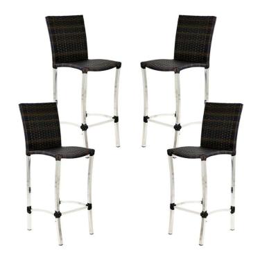 Imagem de 4 Banquetas Alta Cannes em Alumínio para Cozinha Bar Edícula