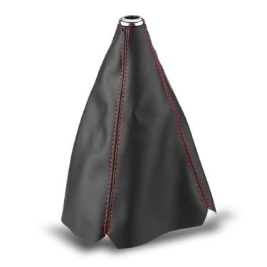 Imagem de Keenso Capa de Câmbio Universal, Couro PU Shift Boot Retainer Stick Shift Sleeve Gear Shifter Gear Shifter Cover Preto e Vermelho Brilhante
