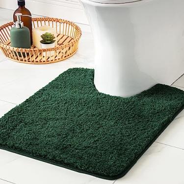 Imagem de MIULEE Tapetes de banheiro de Natal verde escuro em forma de U, tapetes de banho de microfibra absorvente para o chão do banheiro, antiderrapante, lavagem a seco na máquina, 50 cm x 61 cm