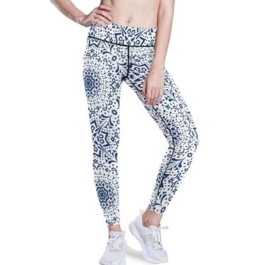 Imagem de KLL Calças de ioga femininas mandala de inverno de Natal cintura alta leggings de compressão PP, Mandala de Natal de inverno, P